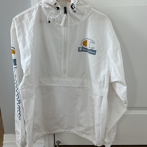 Champion Windbreaker White Mens Size Medium - Picture 2 of 4